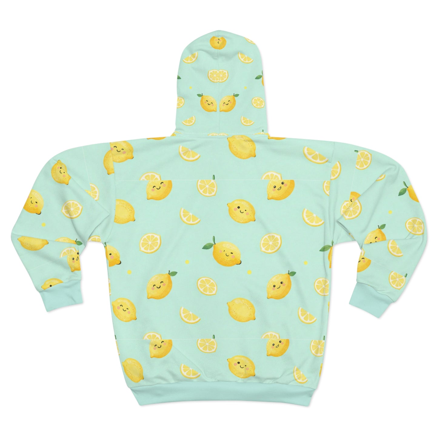 Lemon Pattern Zip Hoodie — Cute Citrus All-Over Print©