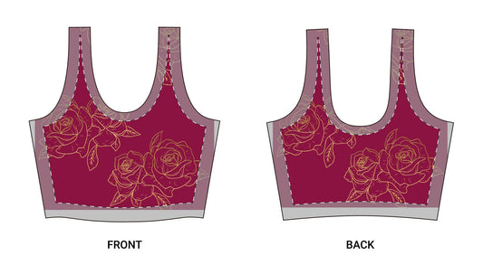 Floral Outline Sports Bra — Rose Line Art All-Over Print©