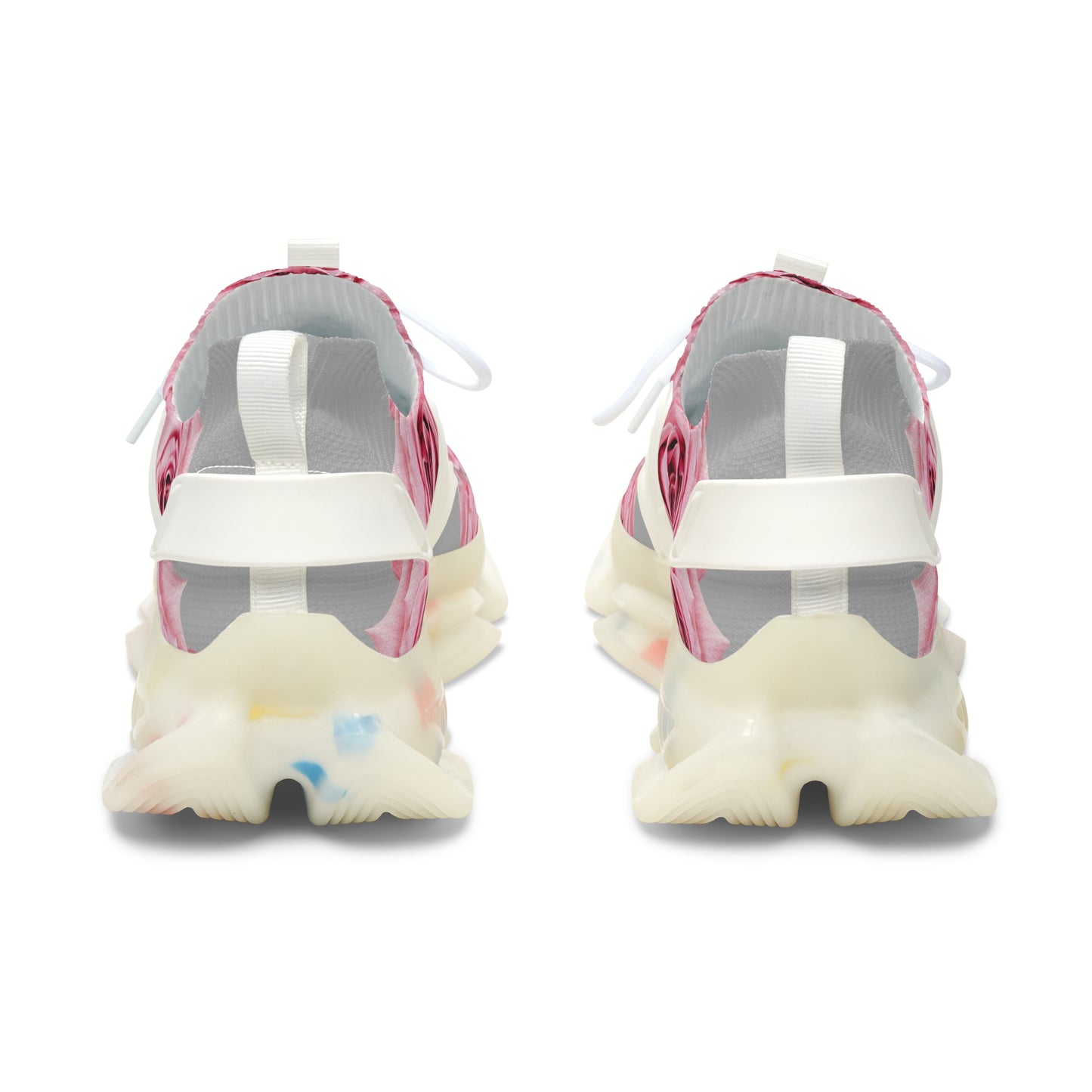 Women's Mesh Sneakers — Pink Rose Floral Athletic Shoes