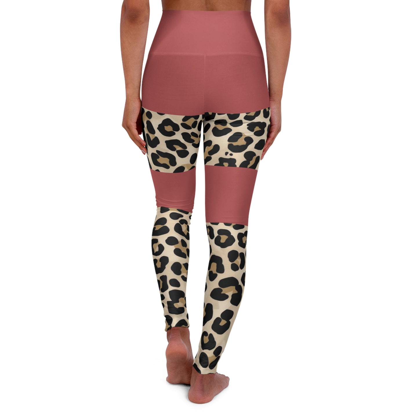 Leopard Block High-Waist Yoga Leggings — Mauve & Animal Print Activewear©