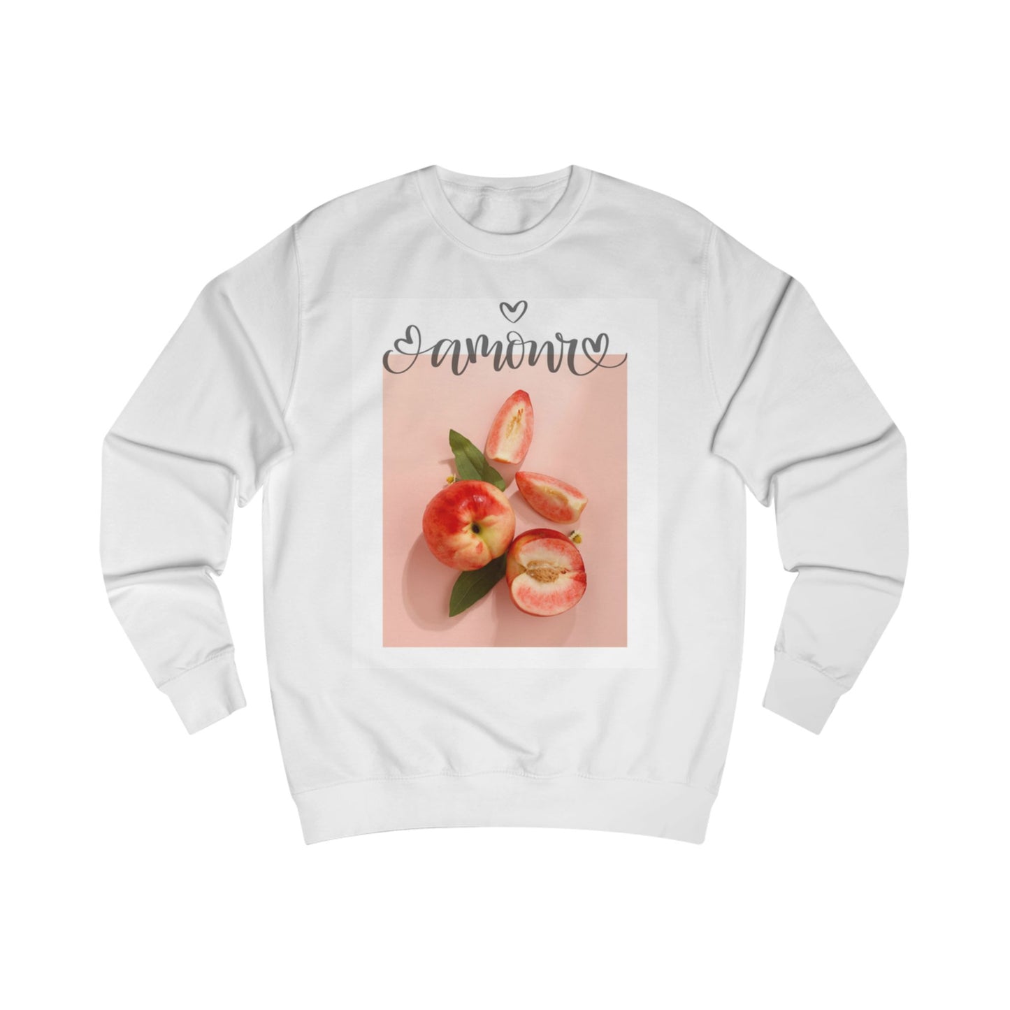 Peach Amor Sweatshirt — Romantic Fruit Graphic Crewneck©