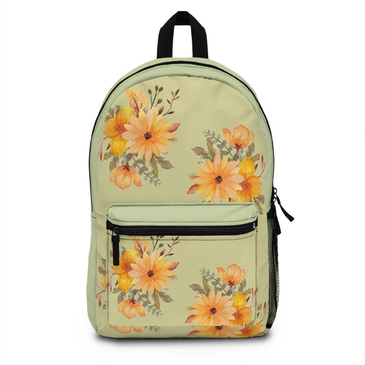 Sunlit Wildflower Floral Backpack – Yellow Daisy Watercolour School & Travel Bag©