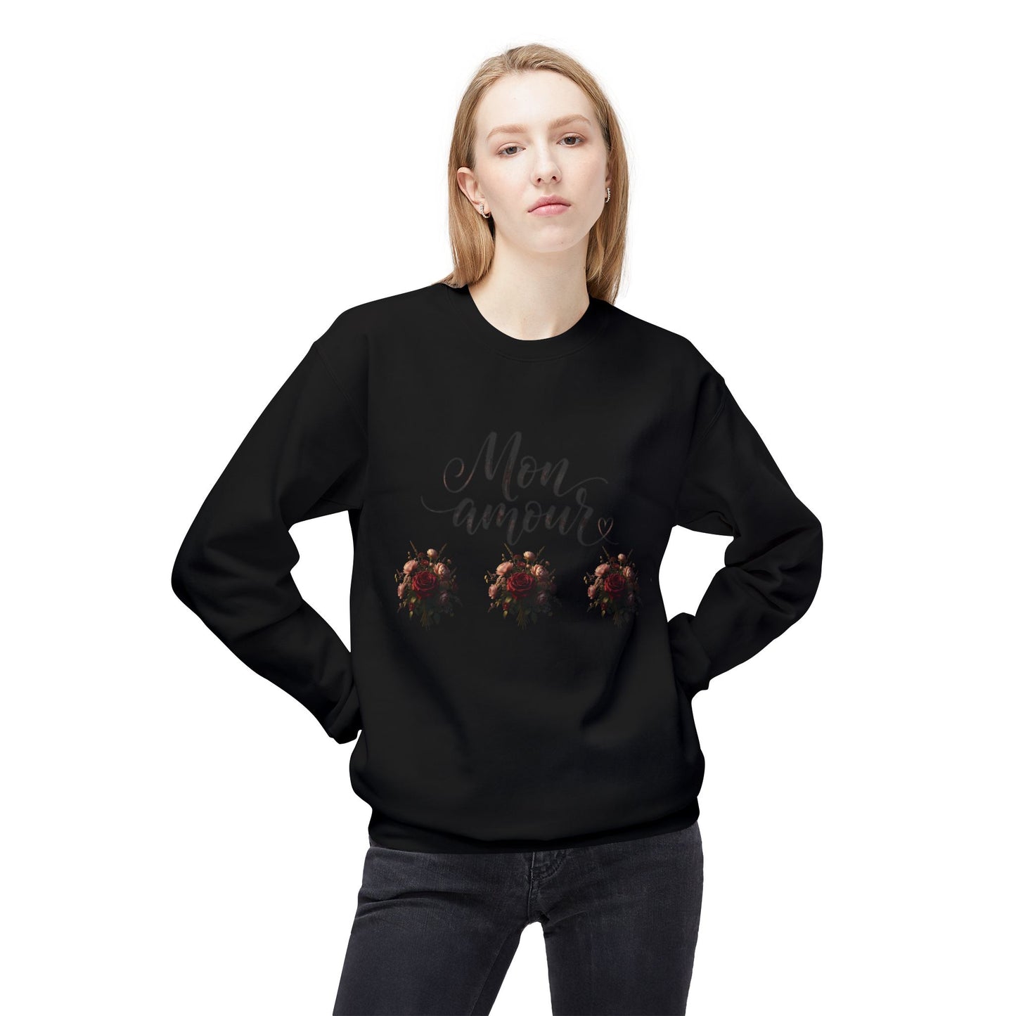 Floral Rose Bouquet Crewneck Sweatshirt — Vintage Dark Romantic Floral Design