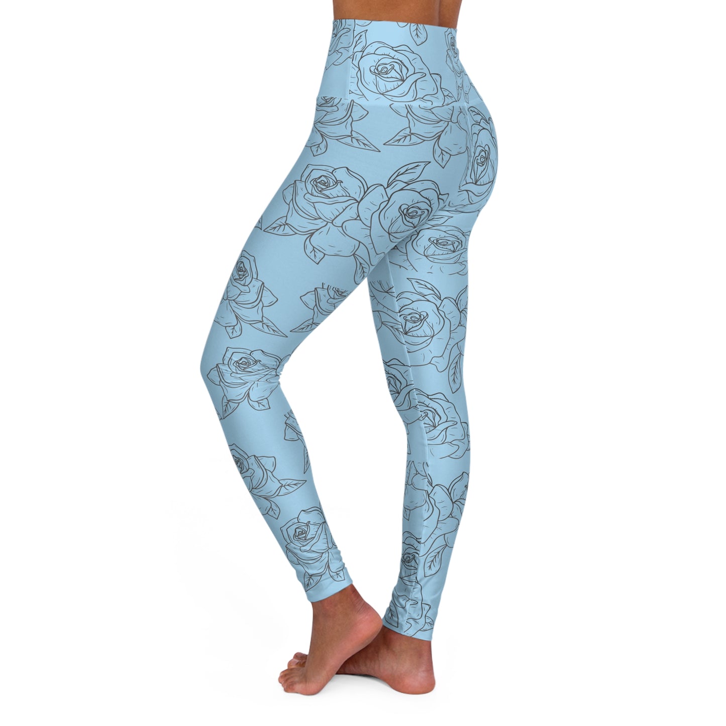 Blue Rose High Waisted Leggings (AOP)©