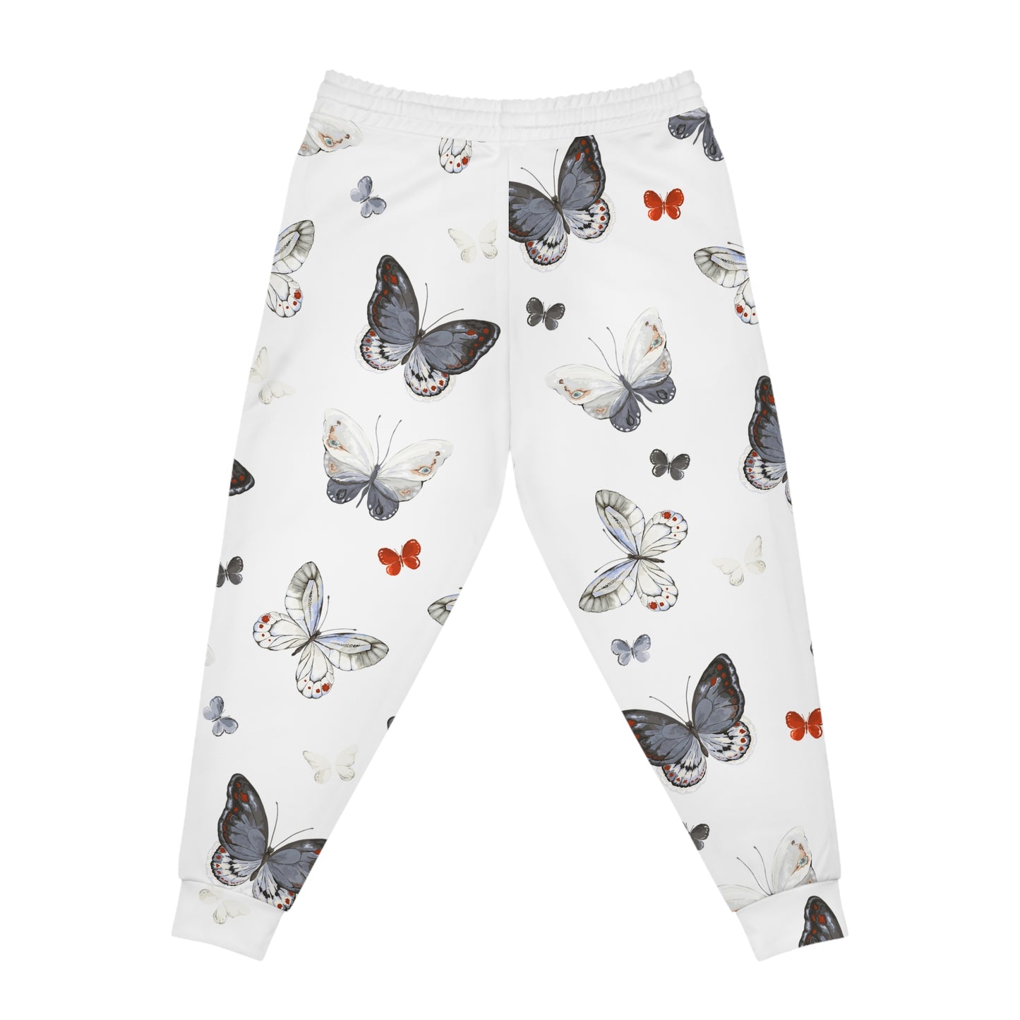 Butterfly Print Joggers — White All-Over-Print Athletic Sweatpants©