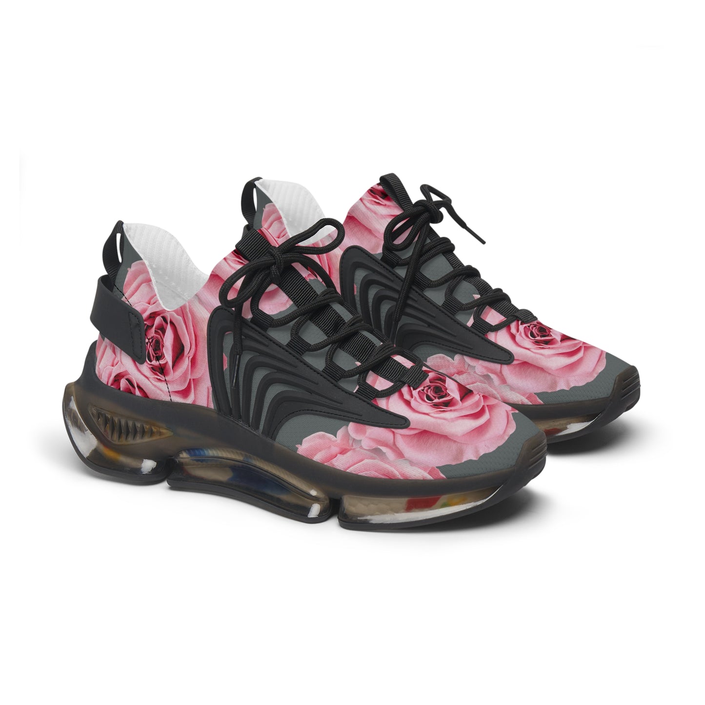 Floral Rose Mesh Sneakers — Women's Pink Rose Athletic Shoes©