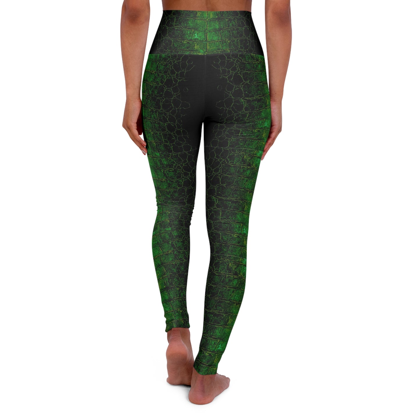 High-Waisted Green Marble Yoga Leggings — Women’s Athletic Leggings©