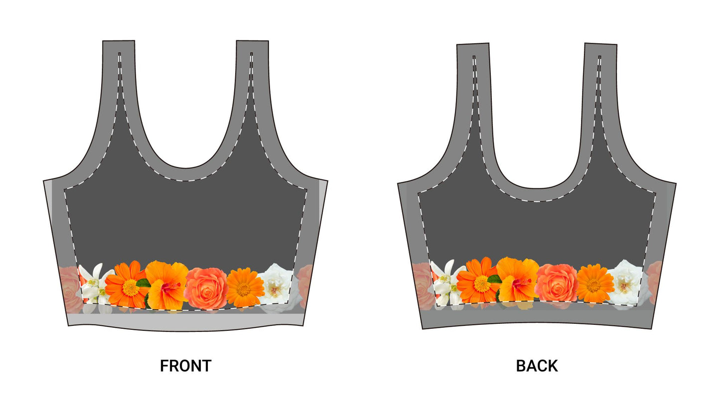 Orange flower Sports Bra (AOP)