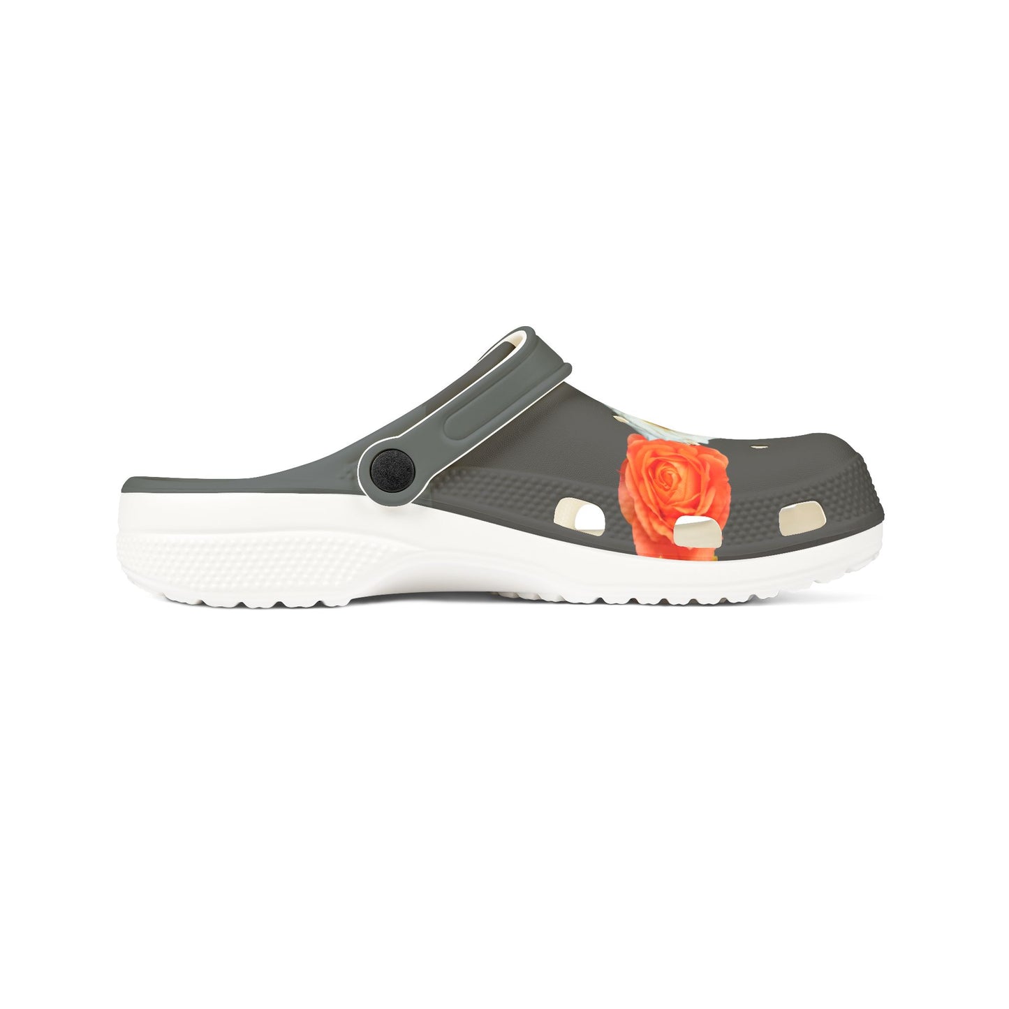 Floral EVA Foam Clogs — Orange Rose Band Slip‑On Shoes