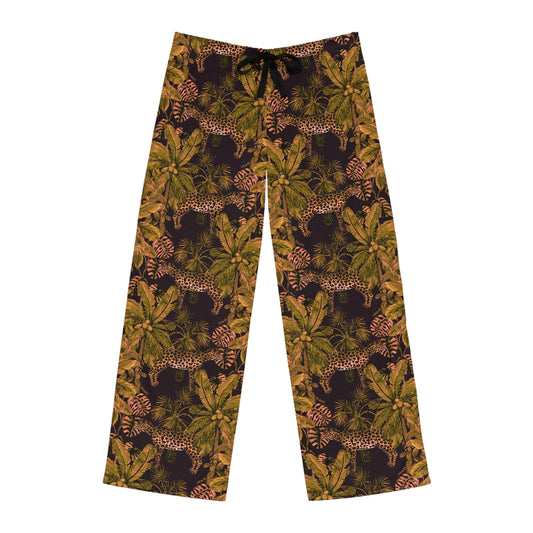 Tropical Leopard Pajama Pants — Men's Jungle Print Lounge Trousers