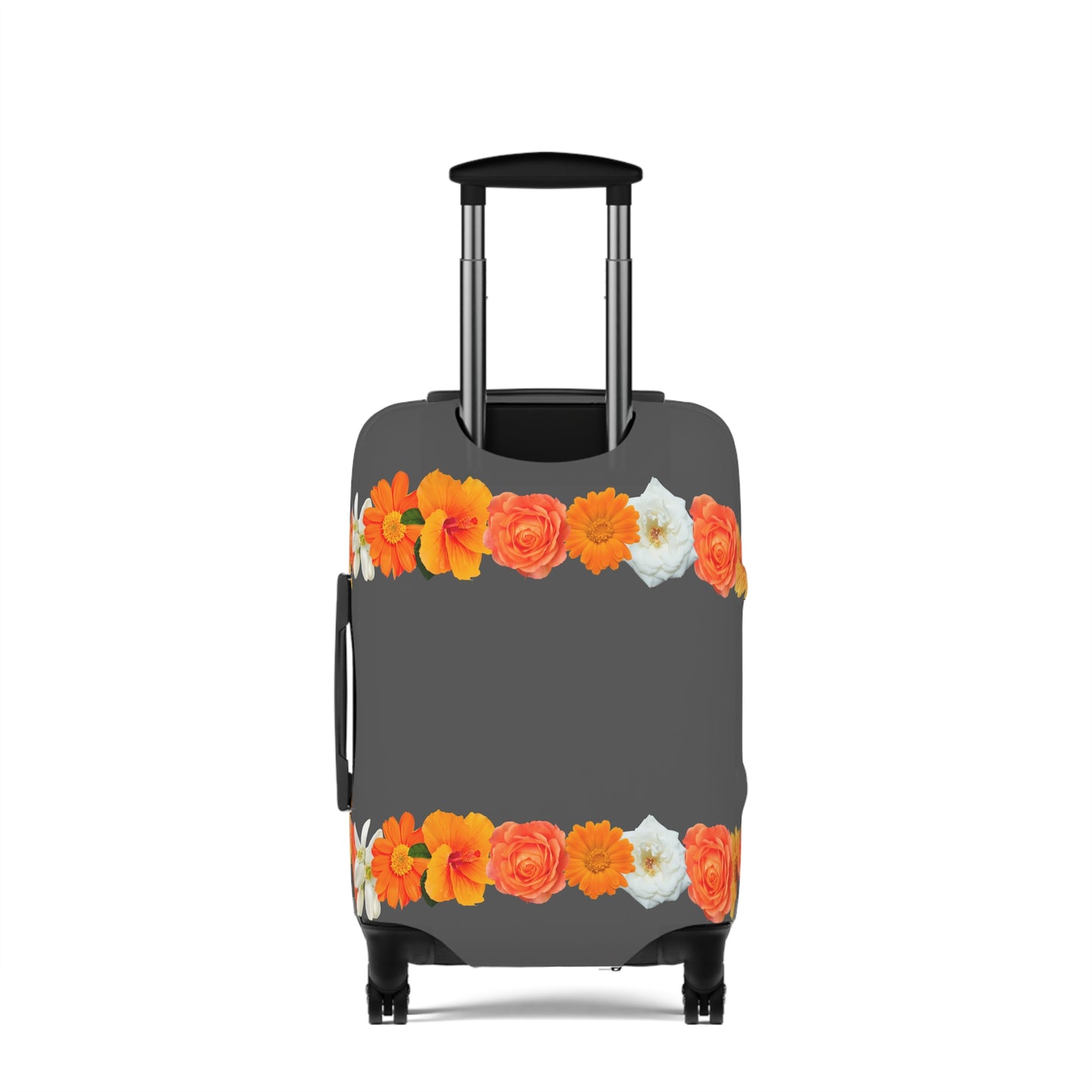 Floral Stripe Luggage Cover — Orange Marigold RoseTravel Protector