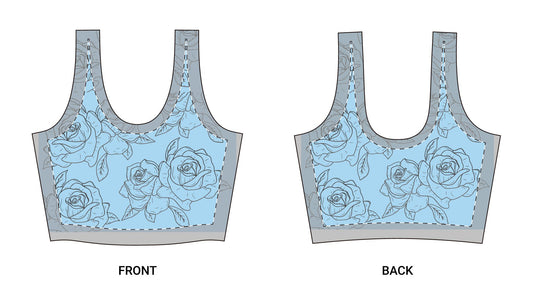 Floral Lace Blue Sports Bra — Romantic Rose All-Over Print©