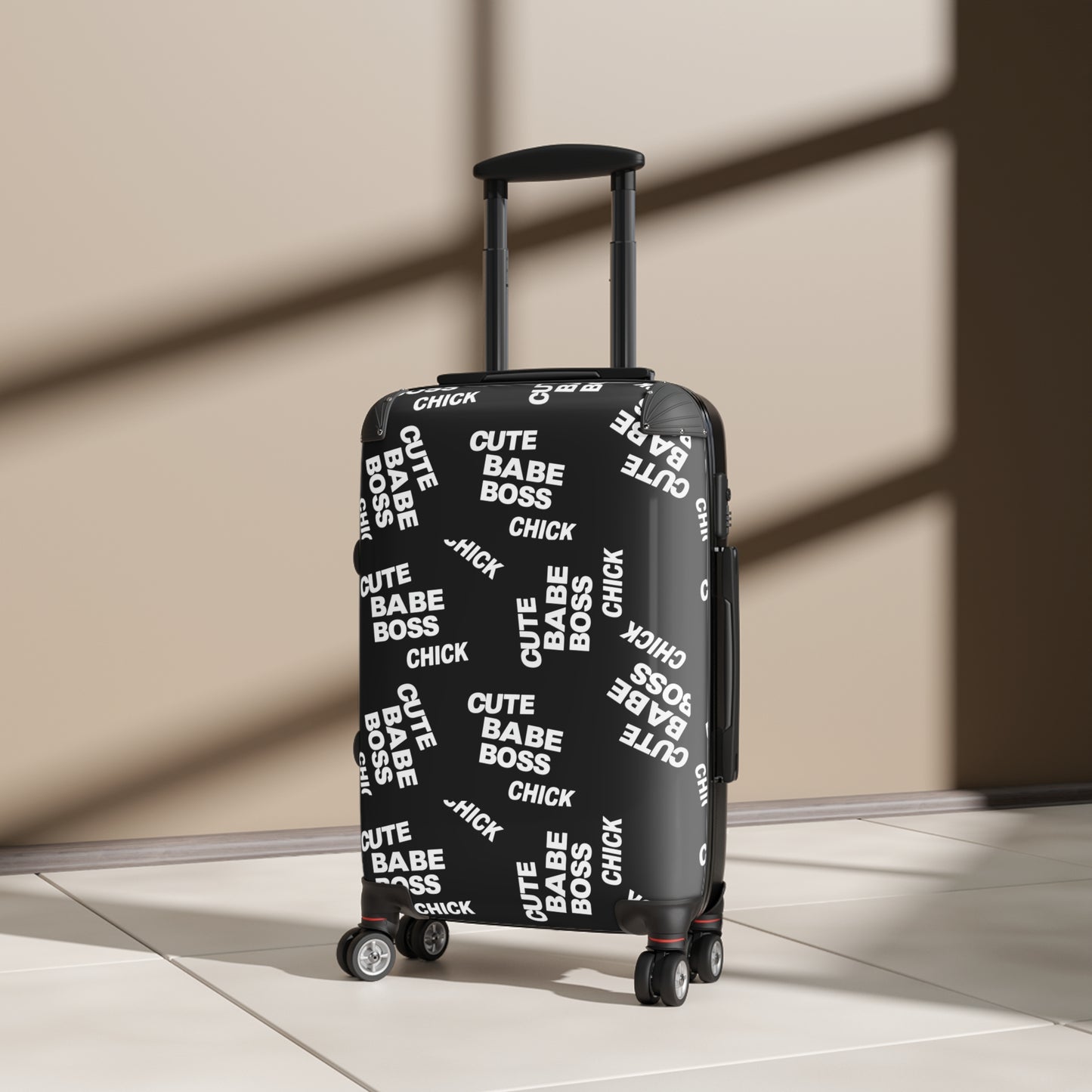 Suitcase – Black "Cute Babe Boss Chick" Carry-On Luggage©