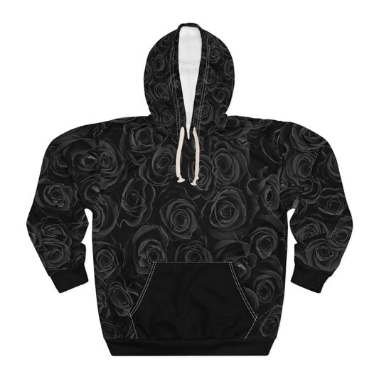 Black Rose All-Over Print Hoodie©