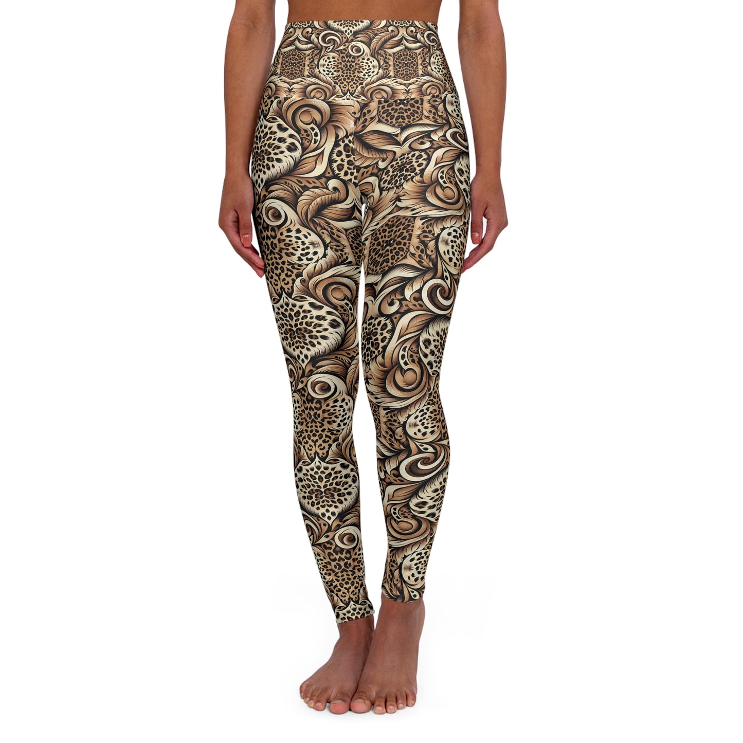 Leopard Print High-Waist Yoga Leggings — Boho Animal Pattern Activewear©