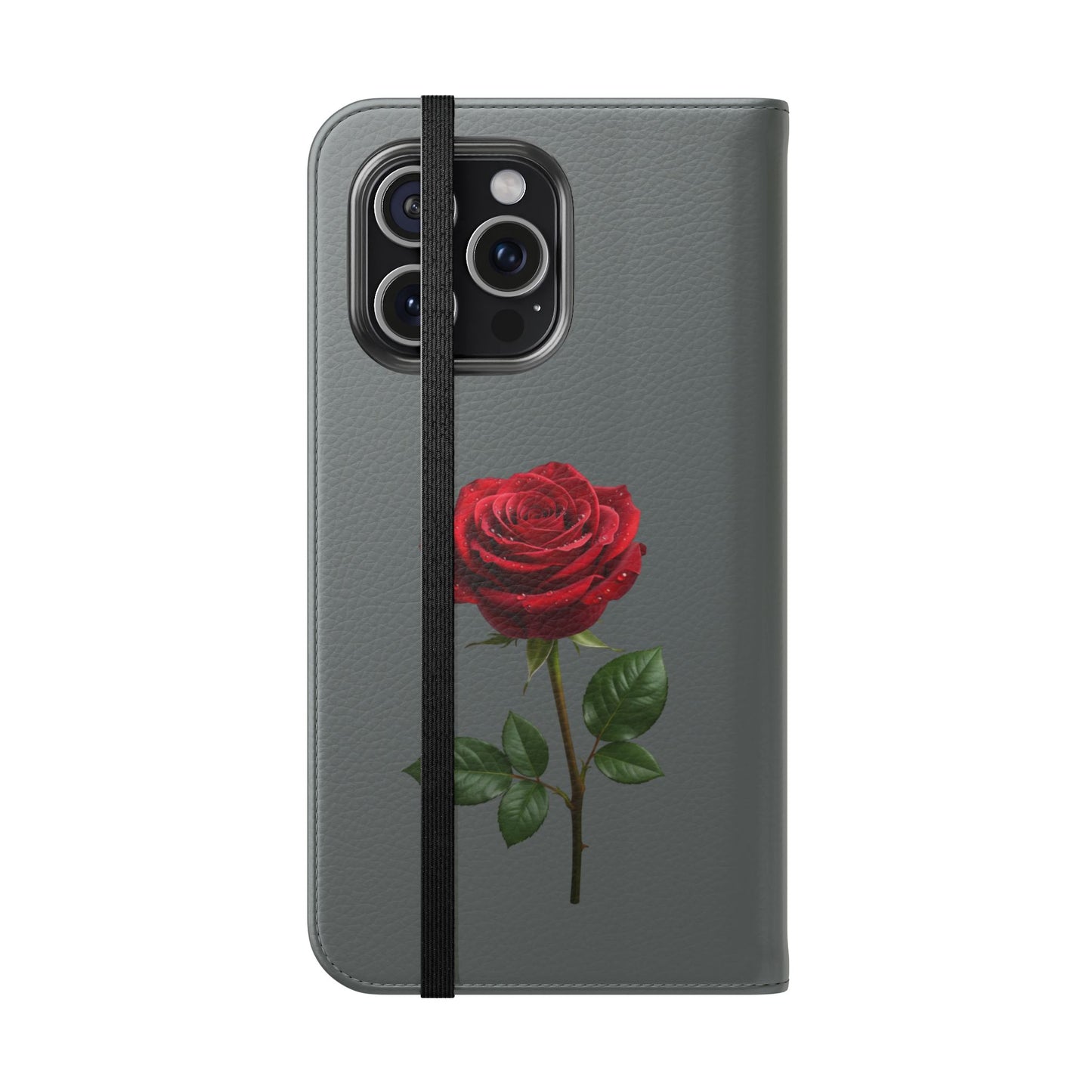 Mon Amour Rose Flip Phone Case — Floral Wallet Flip Case with 'Mon amour' Script