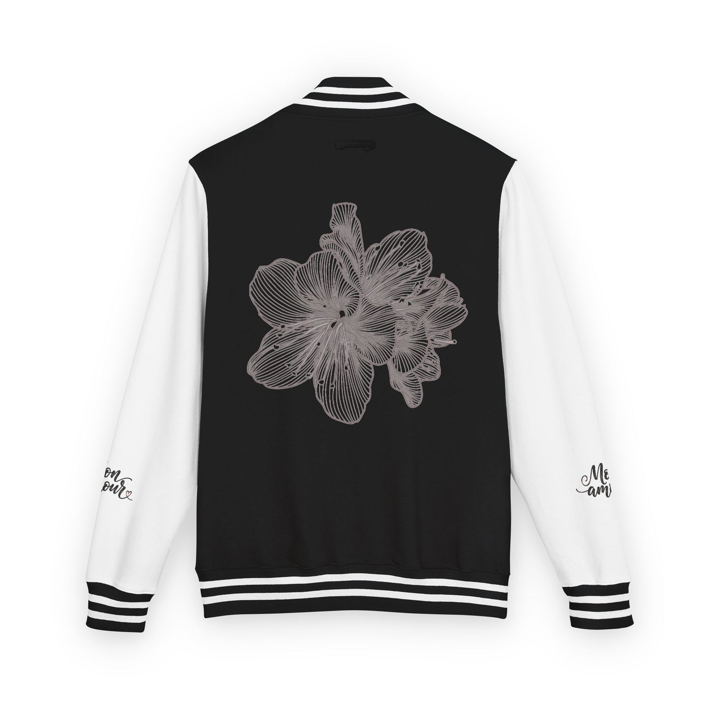 Letterman Jacket — Minimal Floral Patch Varsity Jacket©