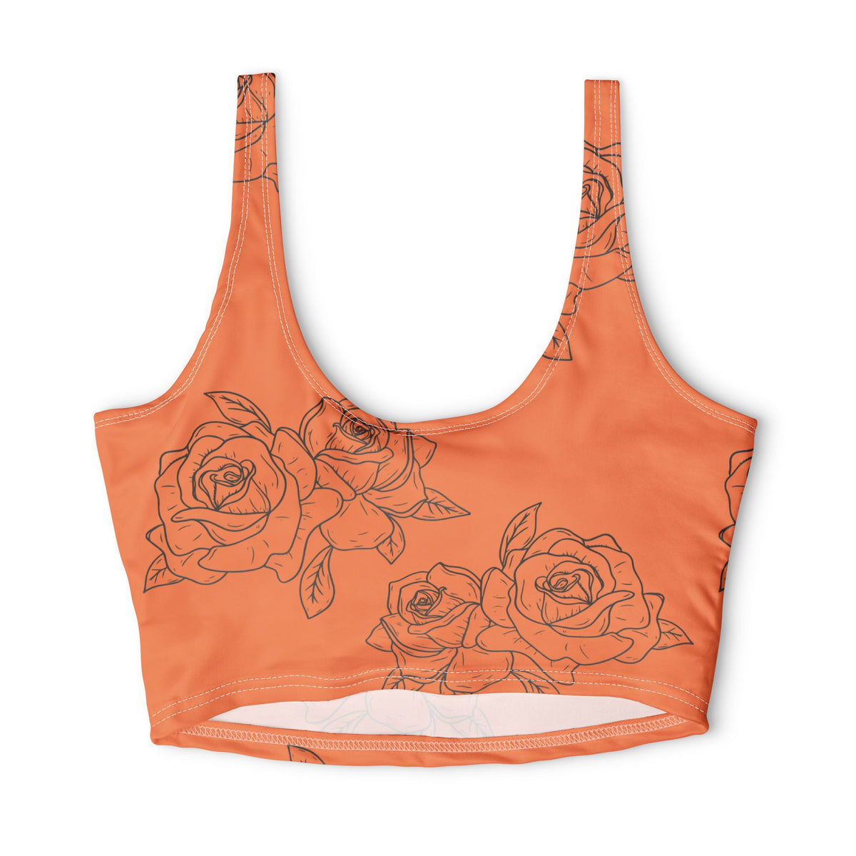 Orange Rose Floral Sports Bra©