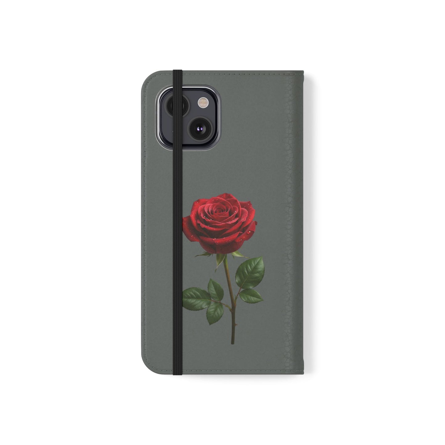 Mon Amour Rose Flip Phone Case — Floral Wallet Flip Case with 'Mon amour' Script