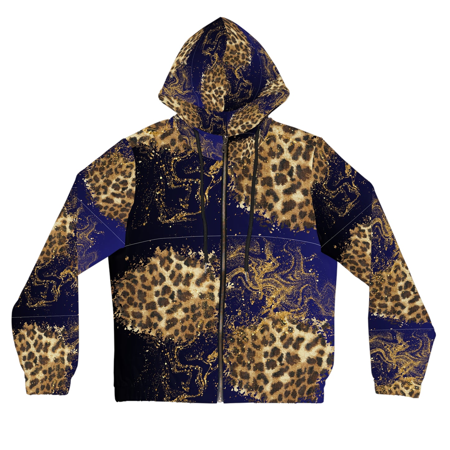 Leopard Marble Full-Zip Hoodie — Women's Animal Print Zip-Up©