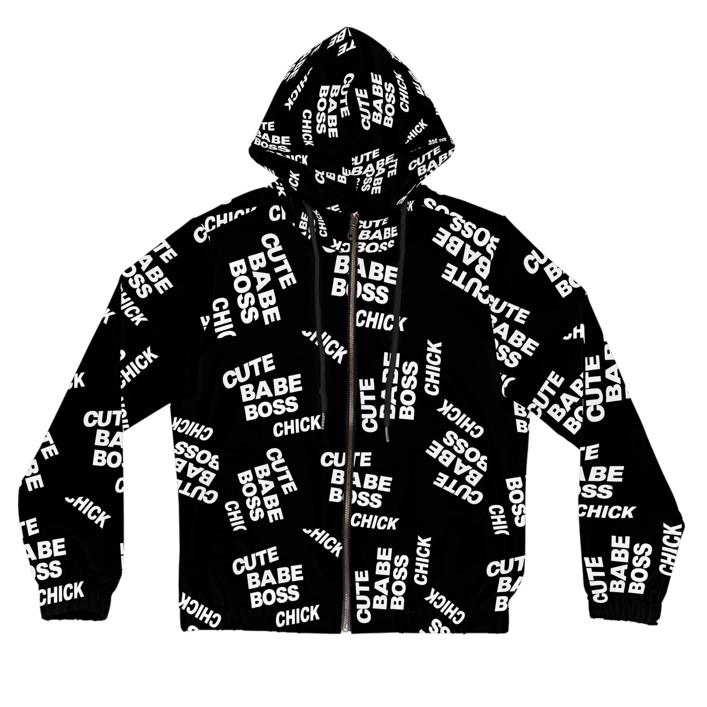 Zip Hoodie — "Cute Babe Boss Chick" All-Over Print©