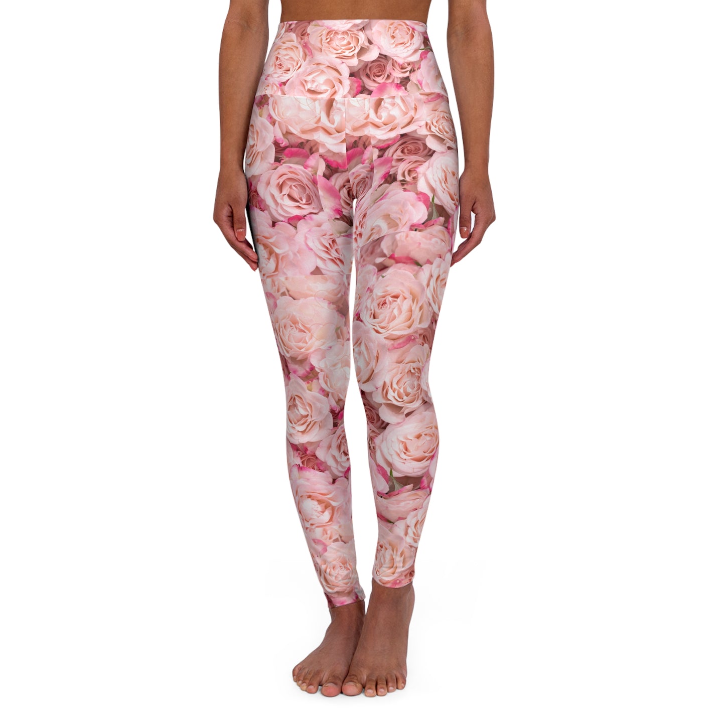 Floral Rose High-Waist Leggings — Pink All-Over-Print©