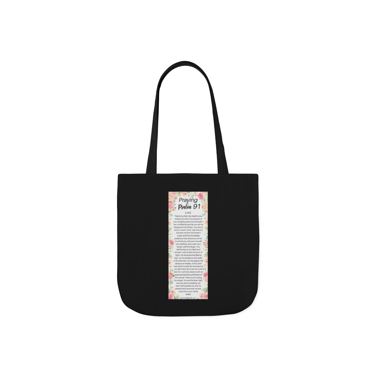 Floral Icons Canvas Tote — "Put On The Full Armour of God" with psalm 91 prayer on the Back.