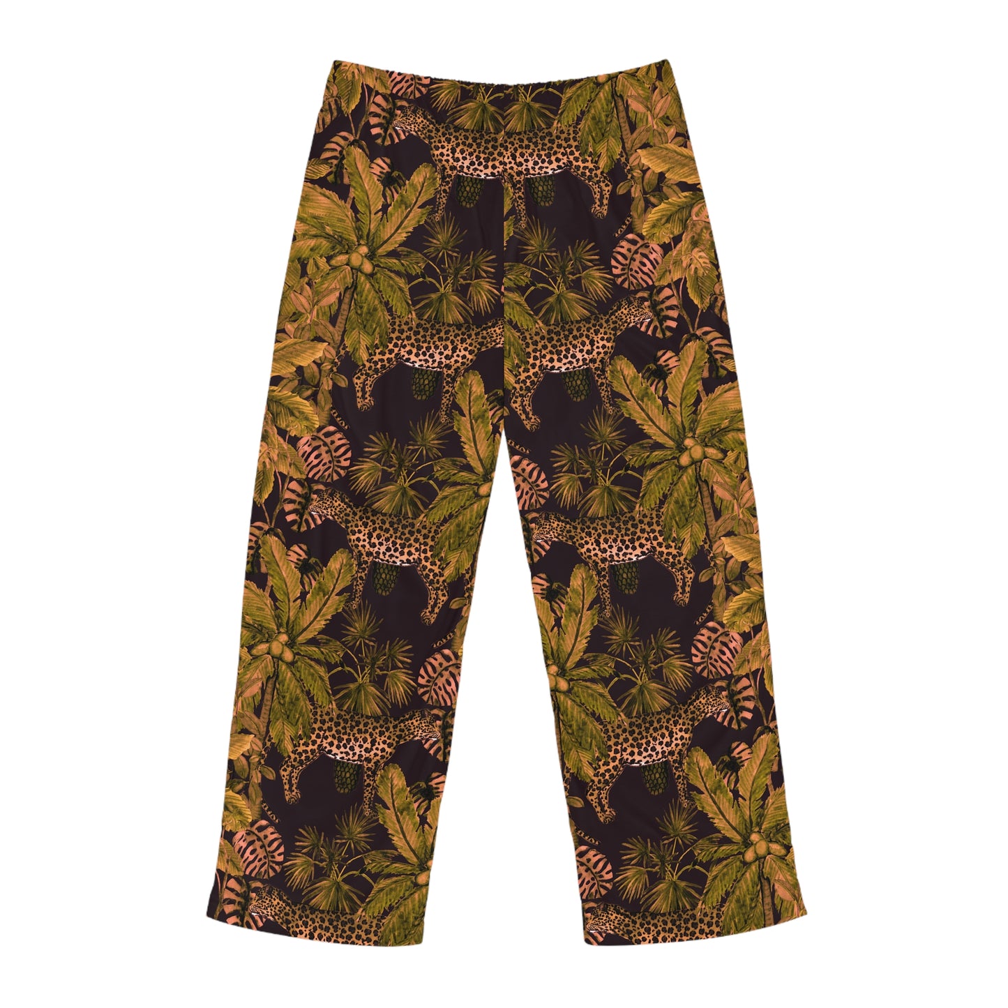 Tropical Leopard Pajama Pants — Men's Jungle Print Lounge Trousers