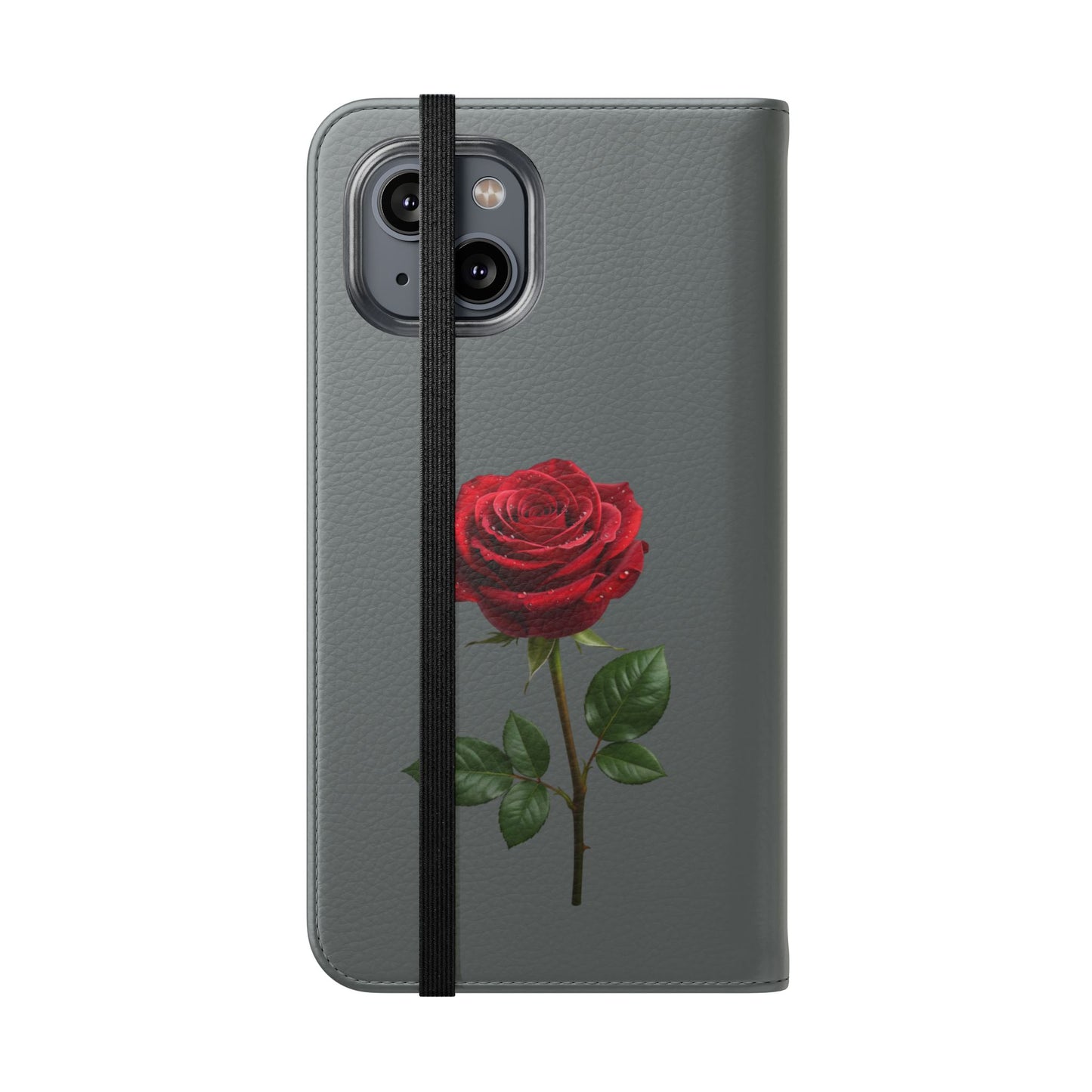 Mon Amour Rose Flip Phone Case — Floral Wallet Flip Case with 'Mon amour' Script