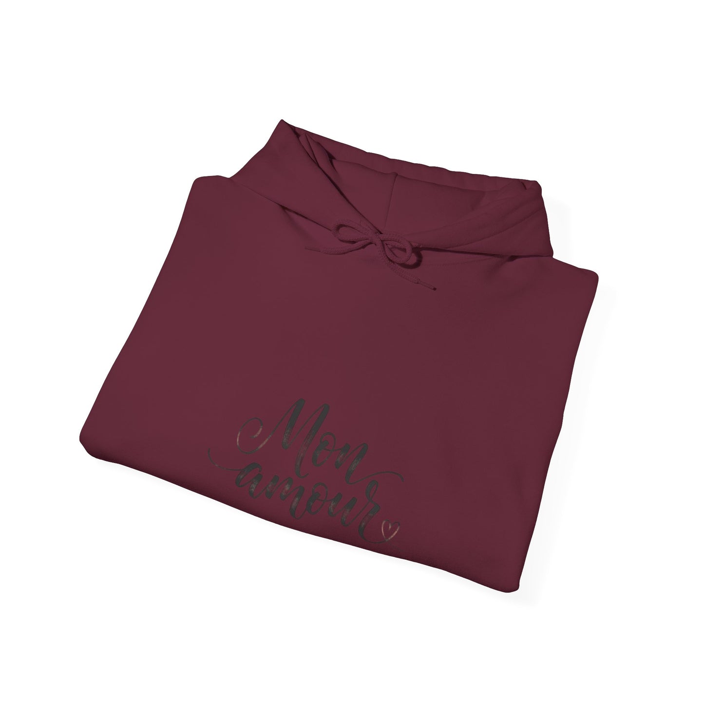Mon Amour Hoodie— French Script Cozy Pullover for Moms & Couples©