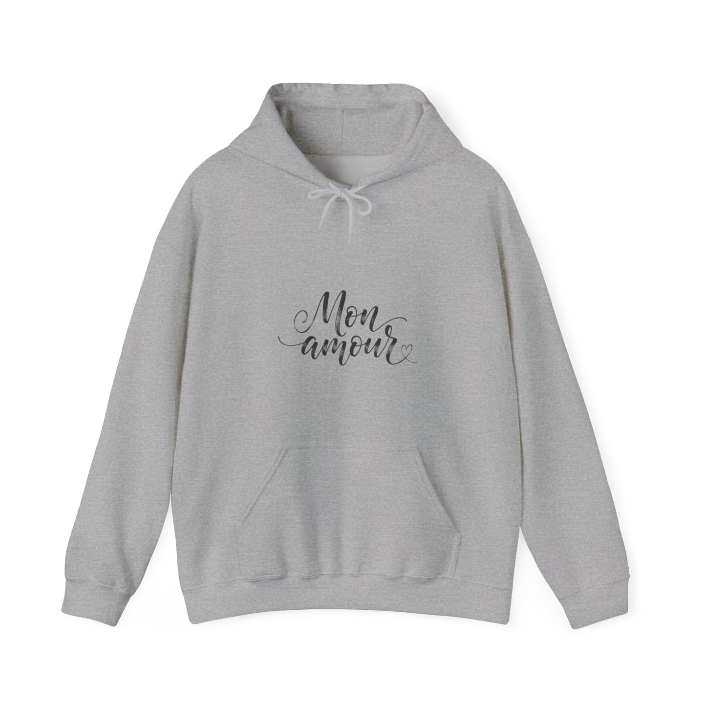 Mon Amour Hoodie— French Script Cozy Pullover for Moms & Couples©