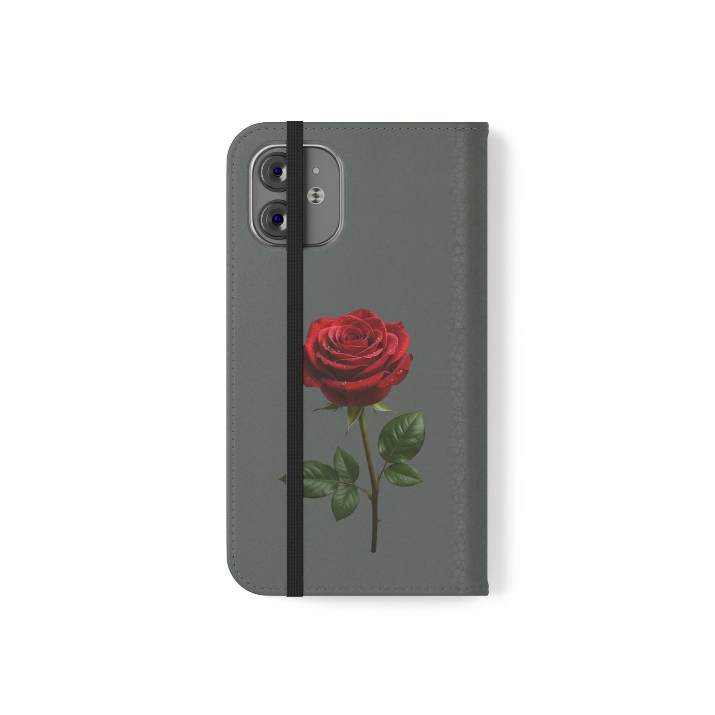 Mon Amour Rose Flip Phone Case — Floral Wallet Flip Case with 'Mon amour' Script