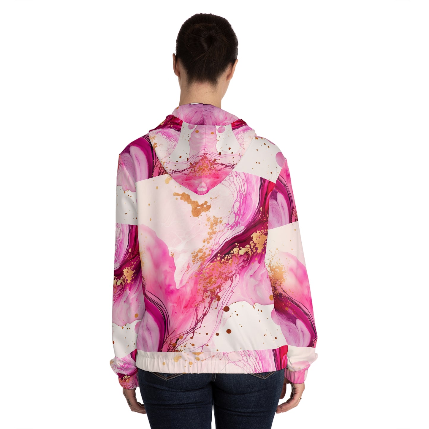 Pink Marble Abstract Full-Zip Hoodie©