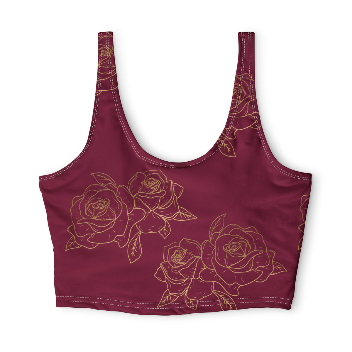 Floral Outline Sports Bra — Rose Line Art All-Over Print©