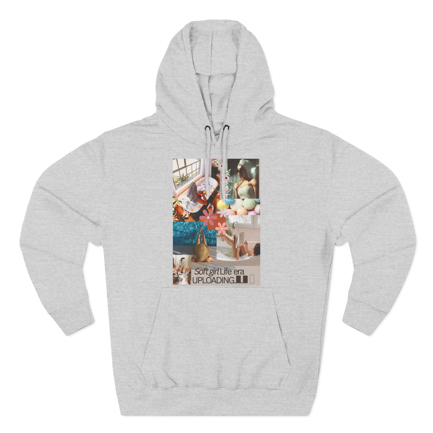 Collage Graphic Hoodie — "Soft Girl Era Uploading" Cozy Fleece Pullover©