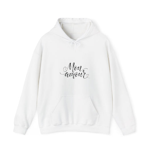 Mon Amour Hoodie— French Script Cozy Pullover for Moms & Couples©
