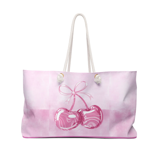 Pink Cherry Weekender Bag — Cute Pastel Travel Tote©