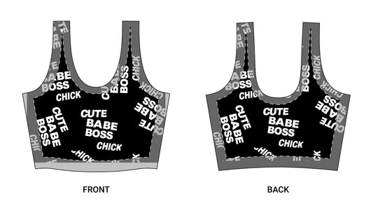 Cute Babe Boss Sports Bra — All-Over-Print Polyester Athletic Crop©