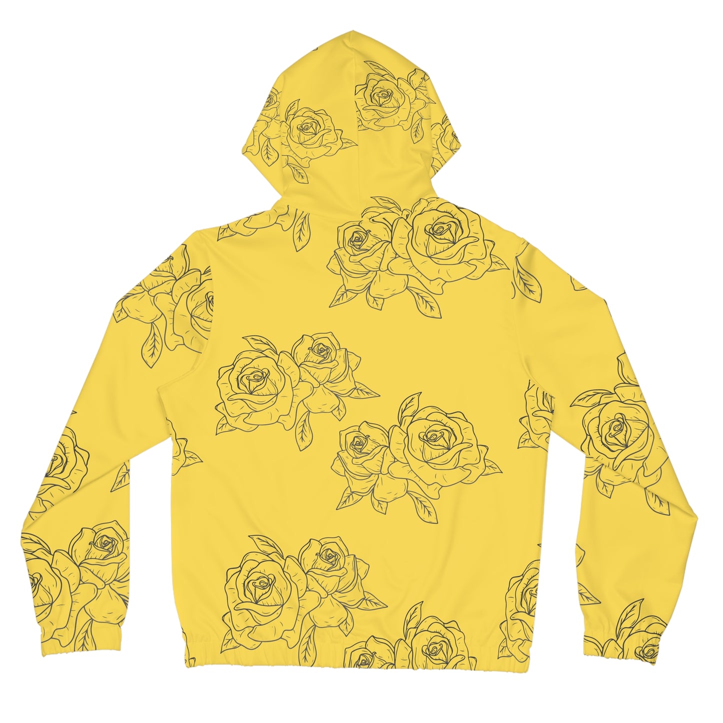 Yellow Rose Pattern Zip Hoodie — Floral All-Over Print Women's Jacket©