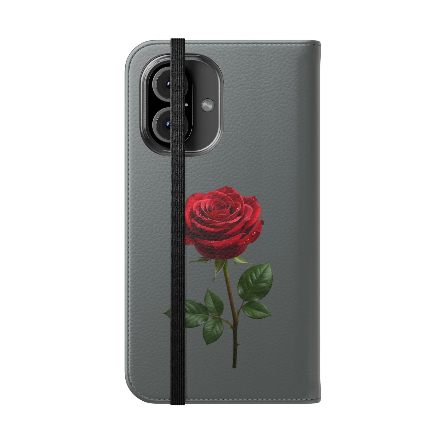 Mon Amour Rose Flip Phone Case — Floral Wallet Flip Case with 'Mon amour' Script