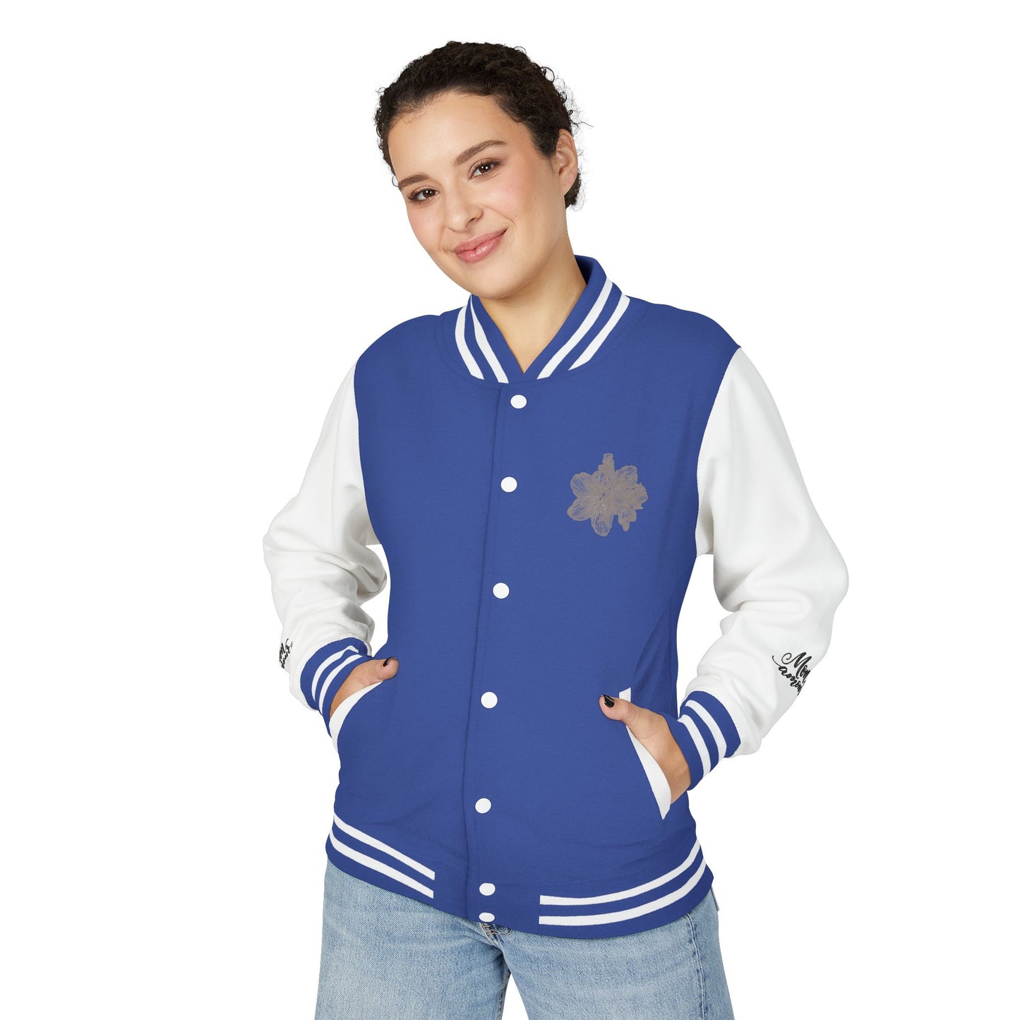Letterman Jacket — Minimal Floral Patch Varsity Jacket©