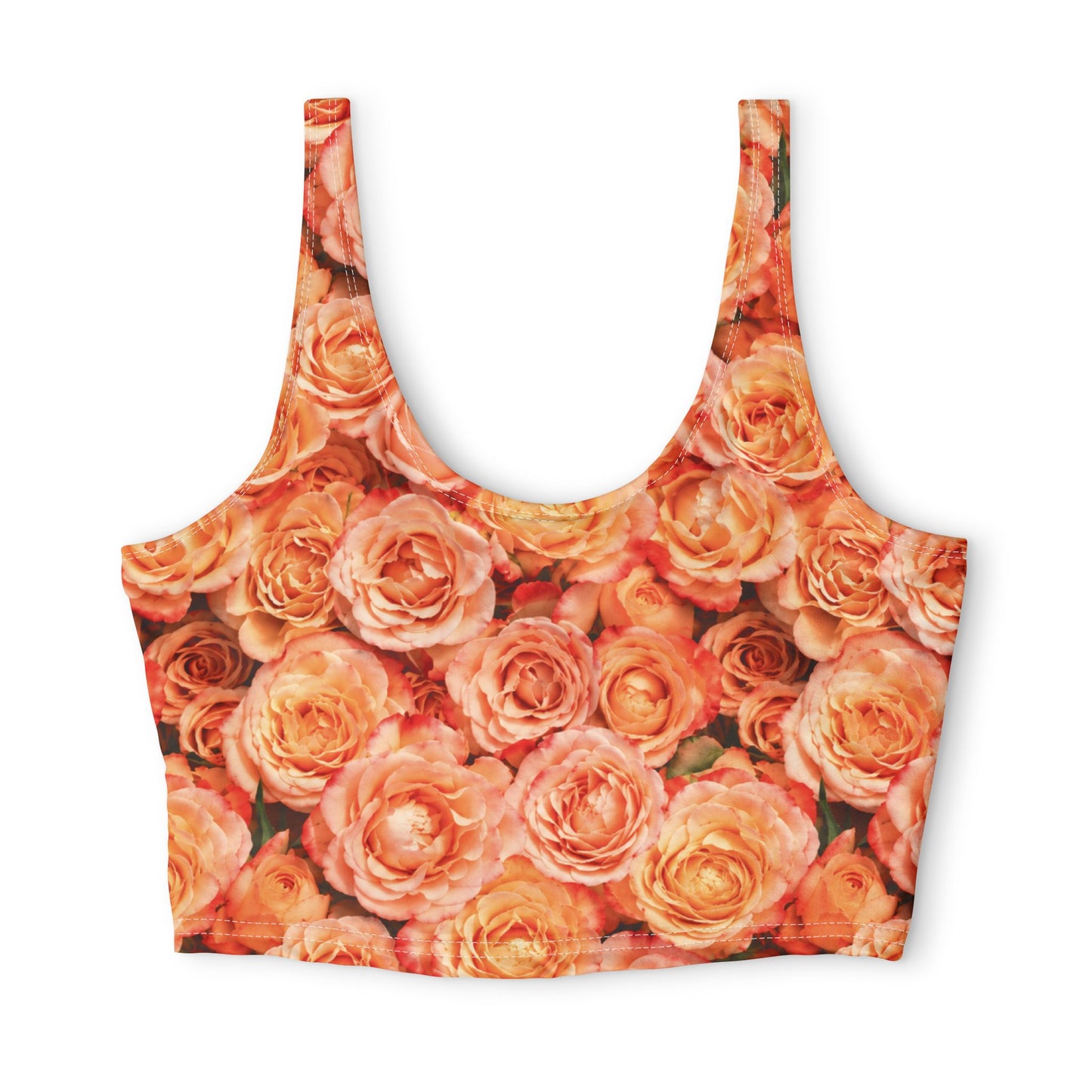 Rose Garden Sports Bra — Floral Peach All-Over Print Activewear©