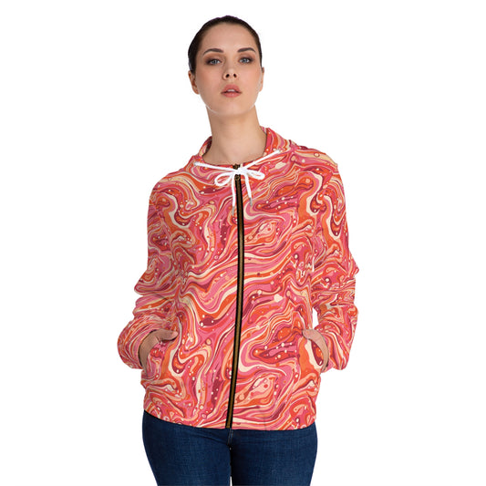 Marbled Pink Swirl Full-Zip Hoodie©