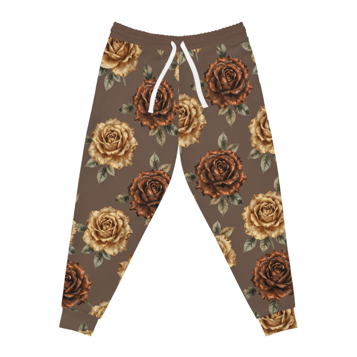 Vintage Brown Rose Joggers — Floral Athletic Sweatpants©