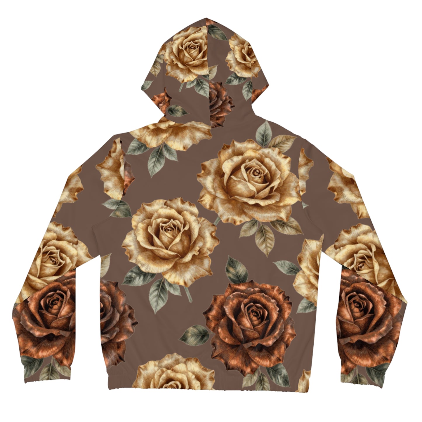 Floral Rose Zip Hoodie — Vintage Brown All-Over Print©
