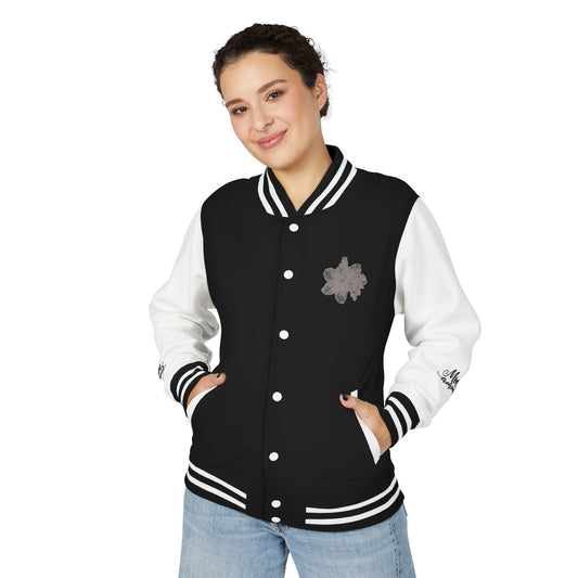 Letterman Jacket — Minimal Floral Patch Varsity Jacket©
