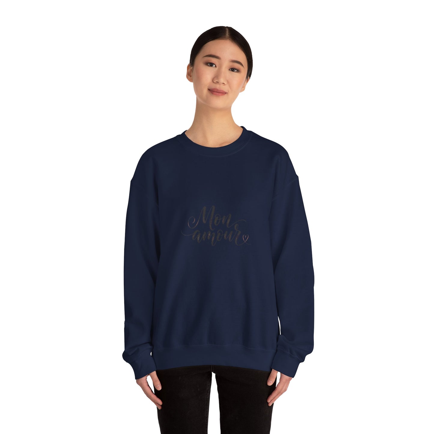 Mon Amour Crewneck Sweatshirt — French Script Cozy Pullover