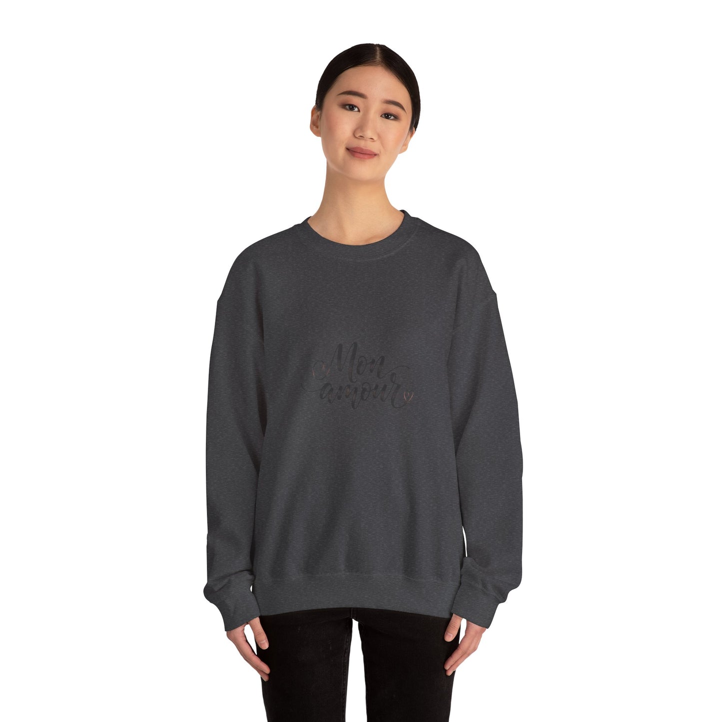 Mon Amour Crewneck Sweatshirt — French Script Cozy Pullover
