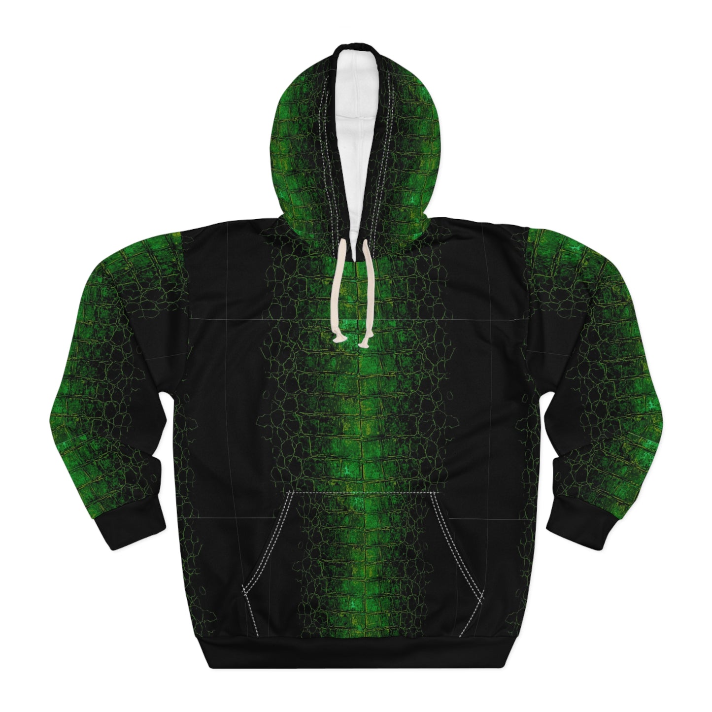 Green Snake Scale Hoodie — All-Over Print Reptile Pullover©