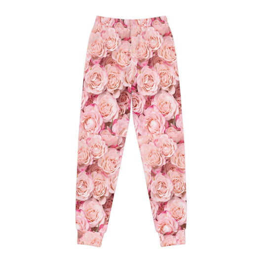 Pink Rose All-Over-Print Youth Joggers — Floral Cozy Sweatpants for Kids©